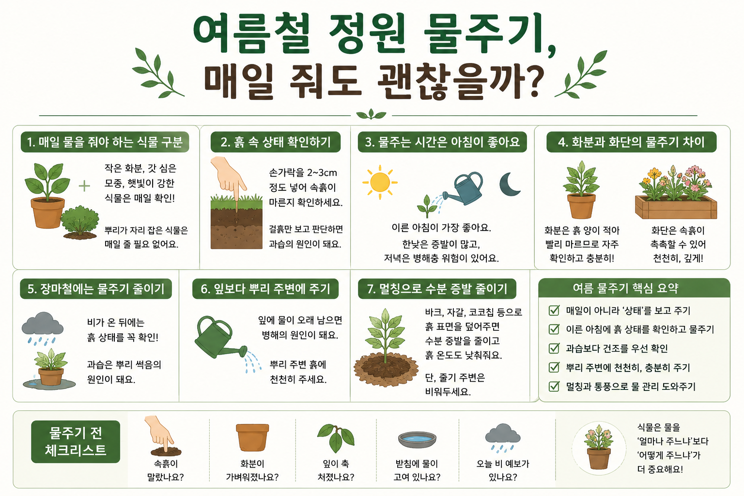 여름철 정원 물주기 7가지와 매일 물 줘도 되는지 확인하는 방법