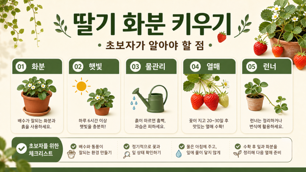 딸기 화분 키우기, 초보자가 알아야 할 점