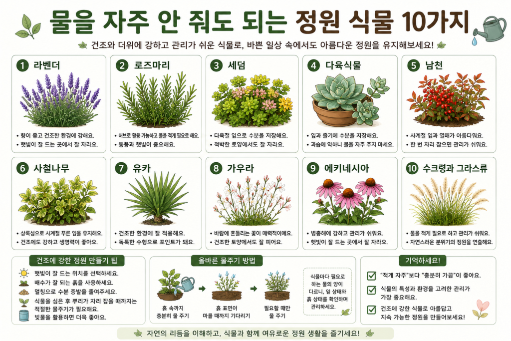 물 자주 안 줘도 되는 정원 식물 10가지