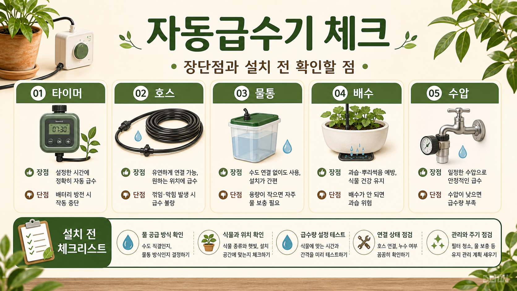 자동급수기 장단점 대표 이미지와 초보 홈가드닝 관리 기준