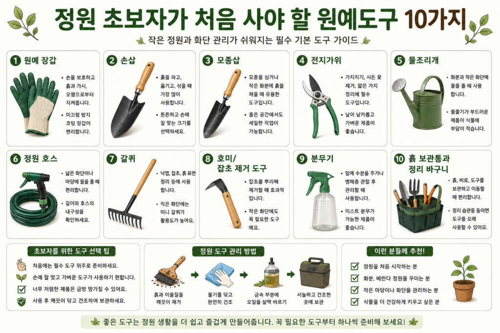 정원 초보자가 처음 사야 할 원예도구 10가지