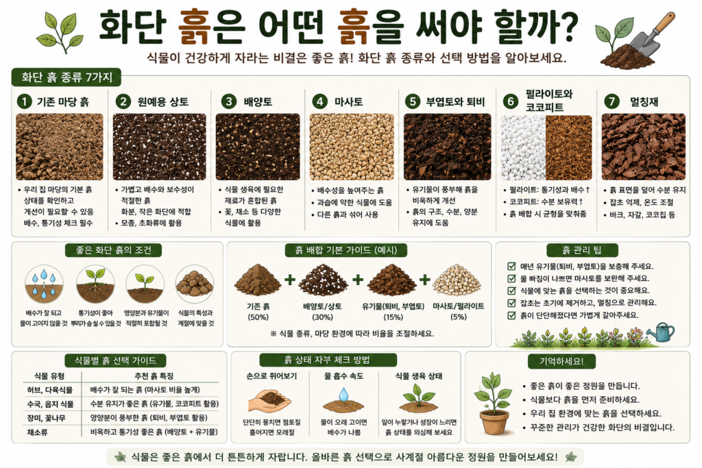 화단 흙 종류 7가지와 작은 정원 흙 고르는 방법
