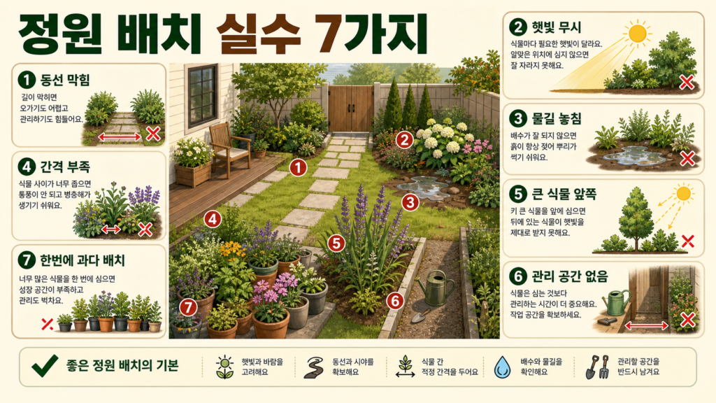 초보자가 실패하기 쉬운 정원 배치 실수 7가지