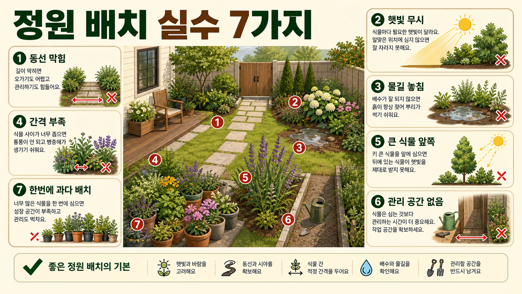 초보자가 실패하기 쉬운 정원 배치 실수 7가지