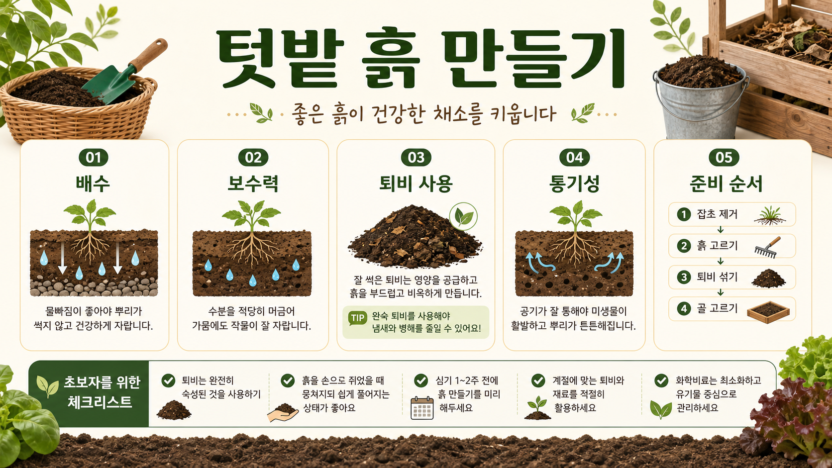 텃밭 흙 만들기와 퇴비 사용법 초보자 가이드