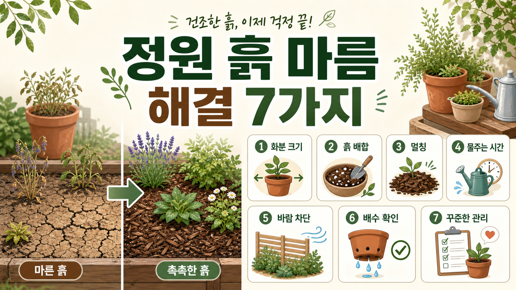 정원 흙 마름 해결 7가지와 작은 정원 건조 문제 원인