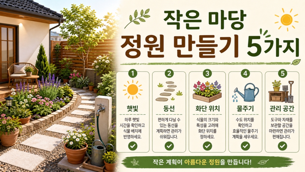 작은 마당 정원 만들기 처음 시작할 때 정해야 할 5가지