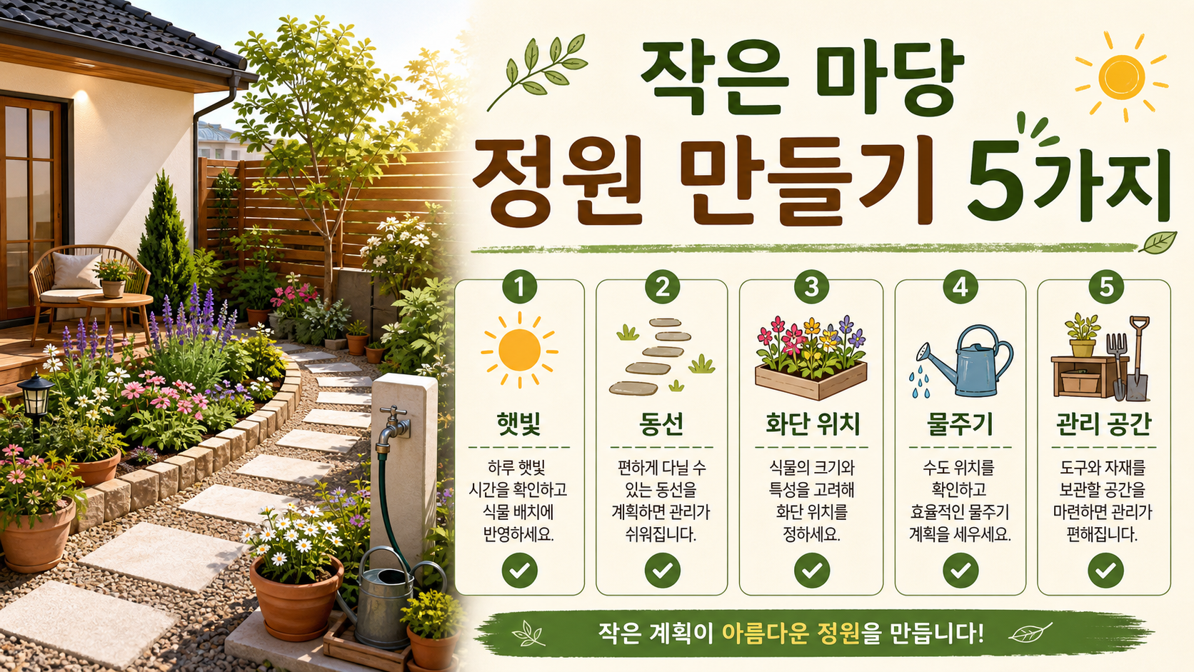 작은 마당 정원 만들기 처음 시작할 때 정해야 할 5가지