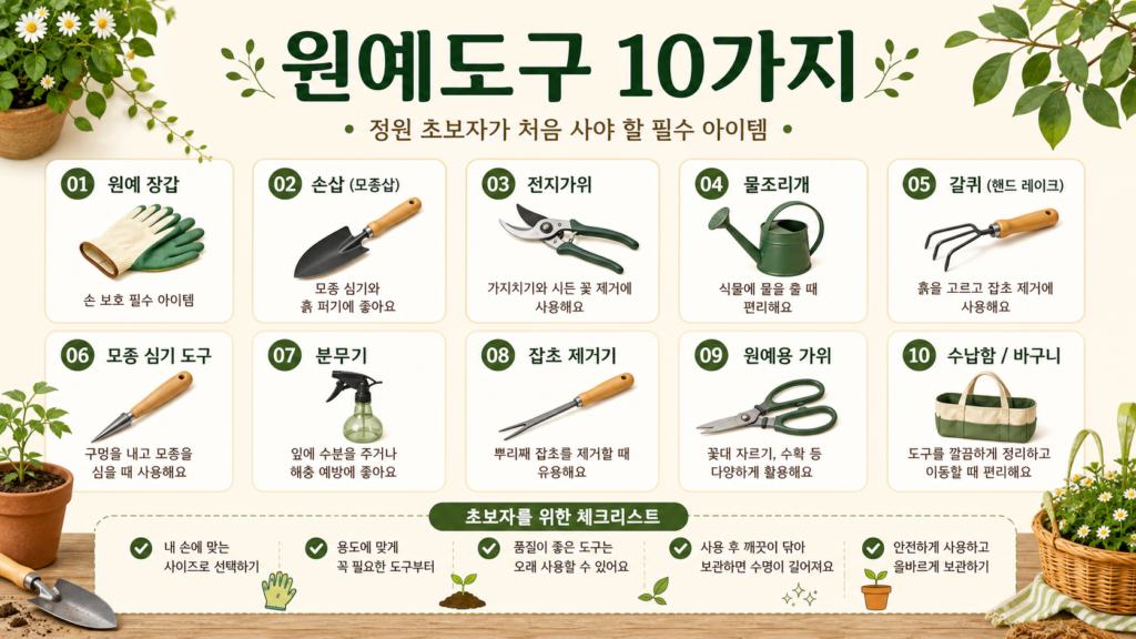 정원 초보자가 처음 사야 할 원예도구 10가지